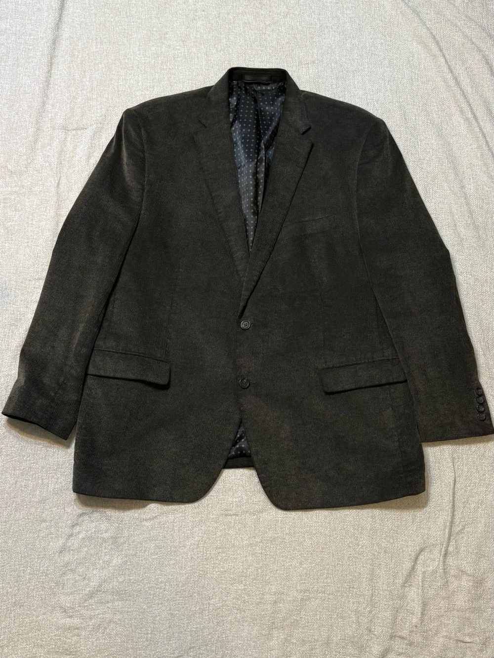 Chaps 48R Black Corduroy Blazer Elbow Patch Dark Academia Preppy Old Money